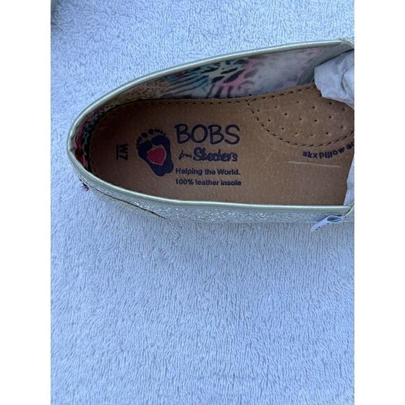 Bobs Silver Sparkle Square Flat Size 7W - Picture 5 of 10
